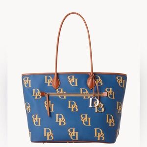 Dooney & Burke Large Monogram Tote in Blue.